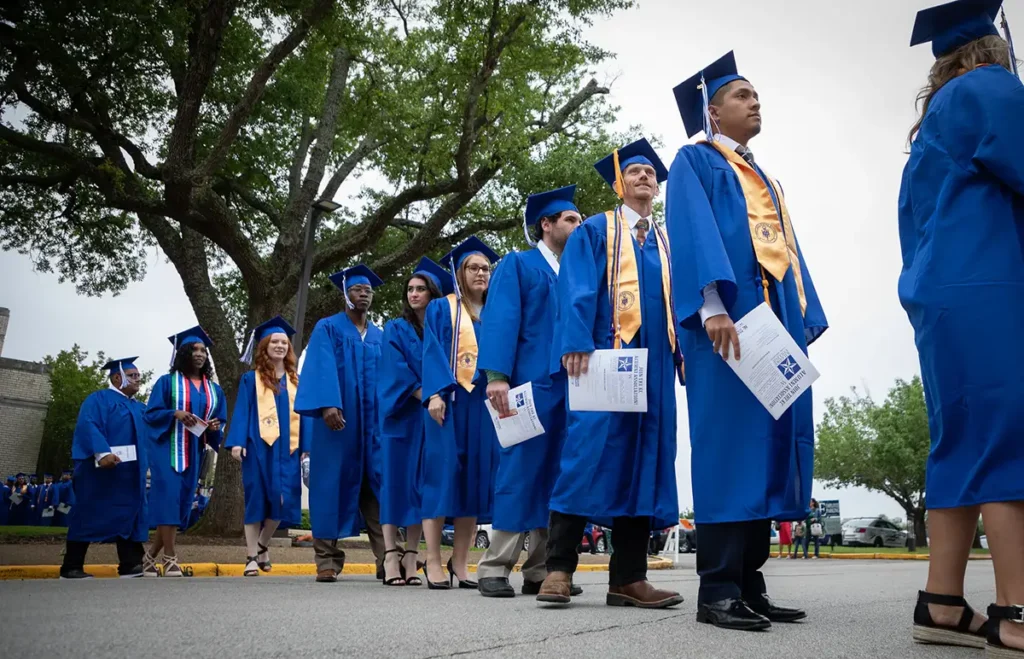 Graduating Students in line at Kilgore College